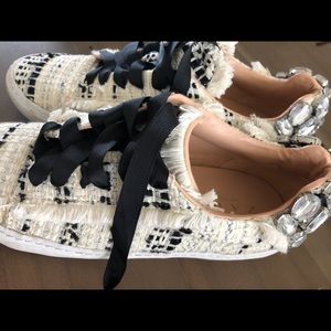 Tweed rhinestone sneakers